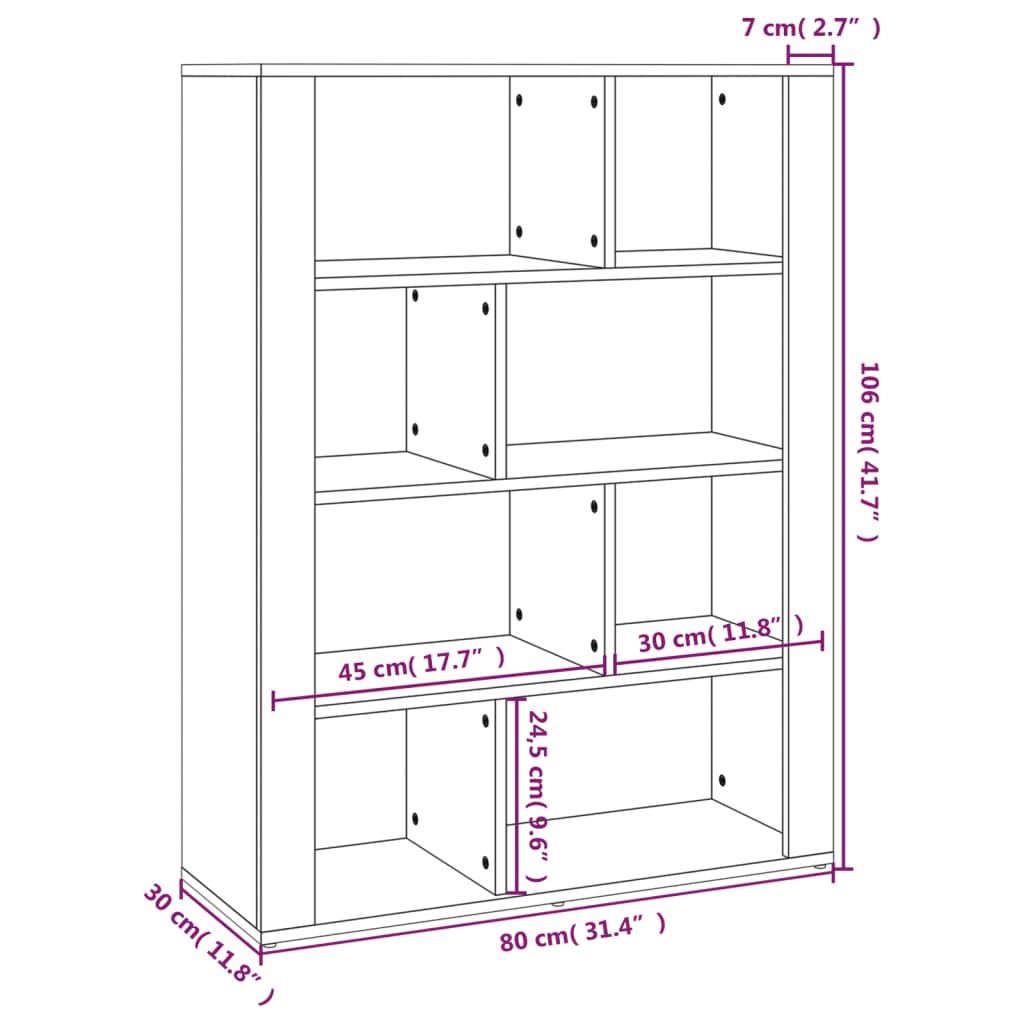 Dressoir 80x30x106 cm bewerkt hout