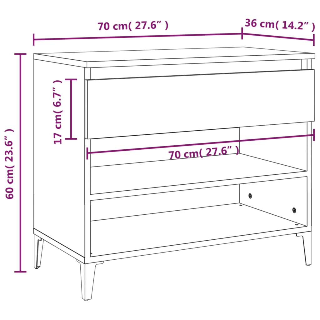 Schoenenkast 70x36x60 cm bewerkt hout eikenkleurig