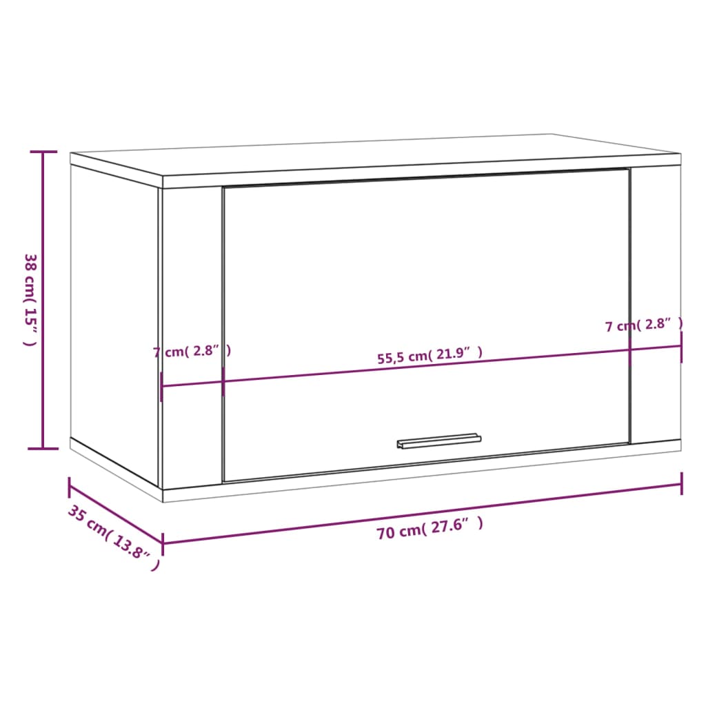 Wandschoenenkast 70x35x38 cm bewerkt hout