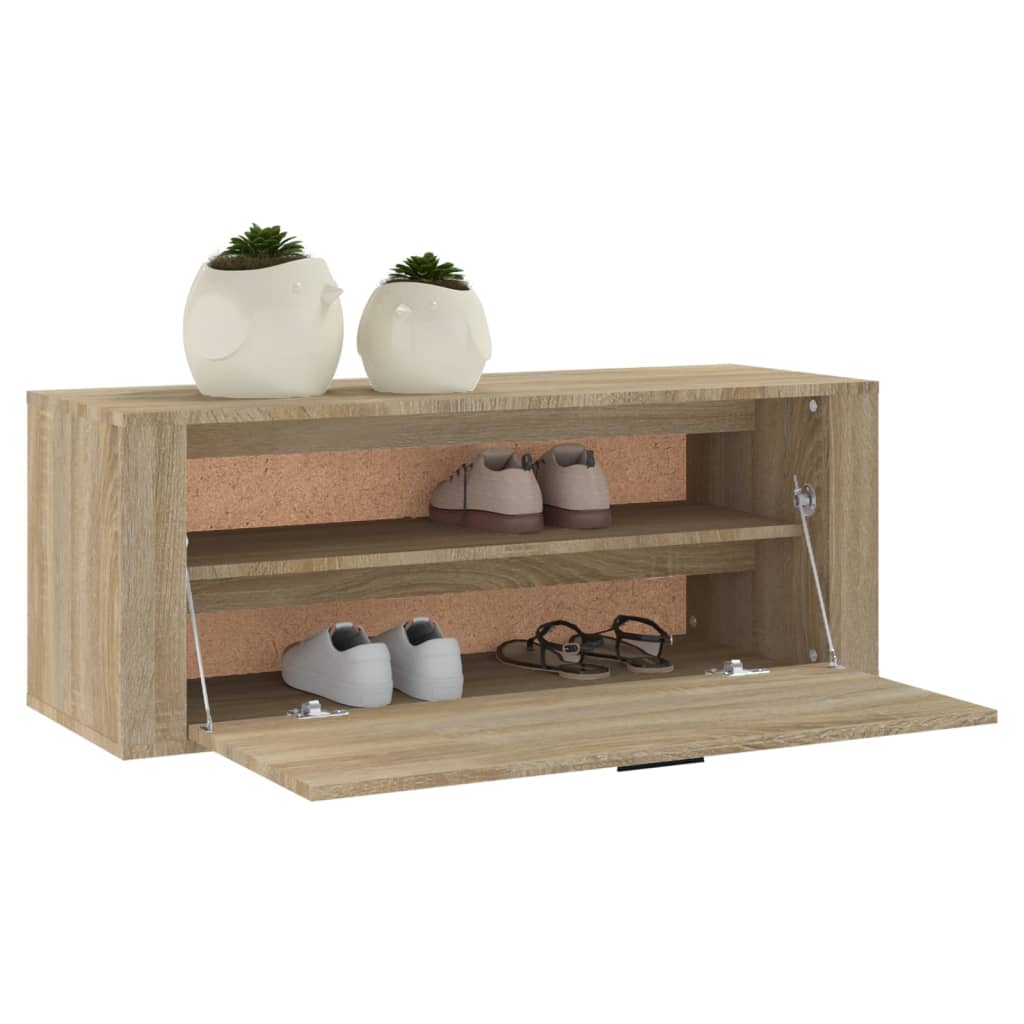 Wandschoenenkast 100x35x38 cm bewerkt hout