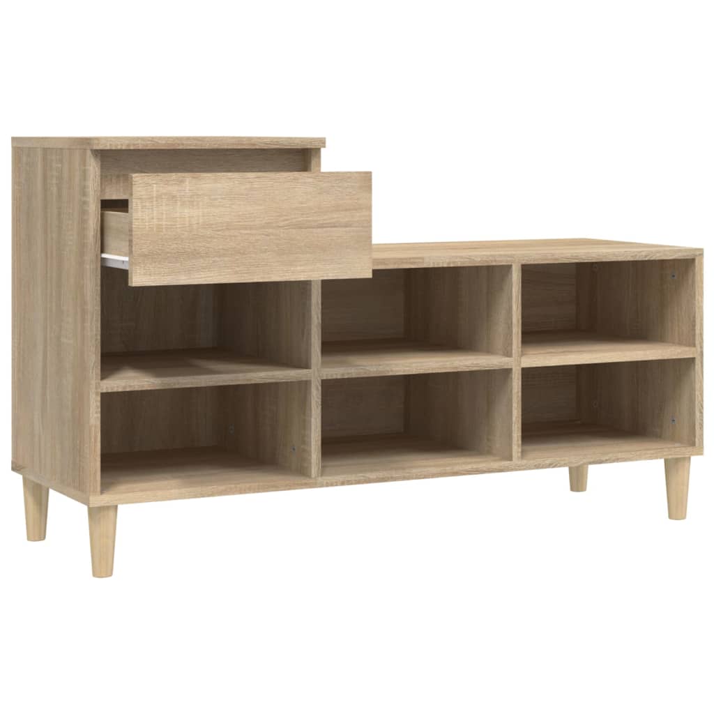 Schoenenkast 102x36x60 cm bewerkt hout bruin eikenkleur