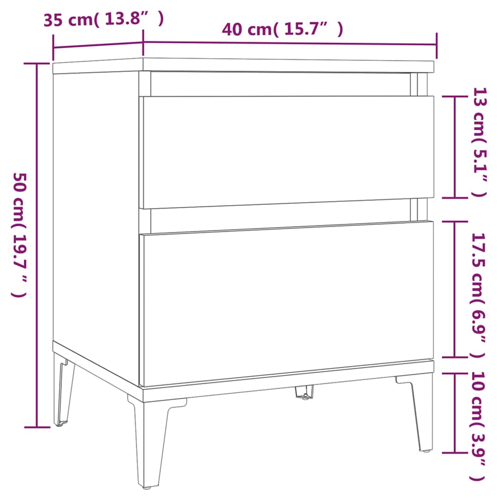 Nachtkastjes 2 st 40x35x50 cm eikenkleurig