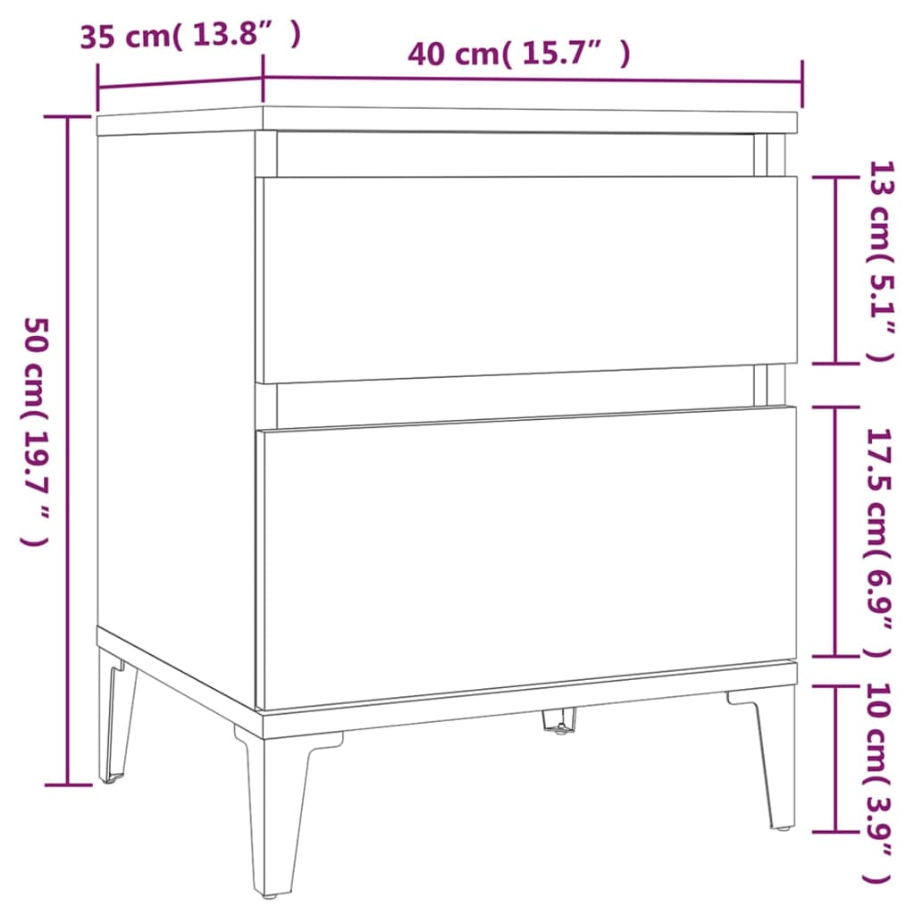 Nachtkastjes 2 st 40x35x50 cm eikenkleurig