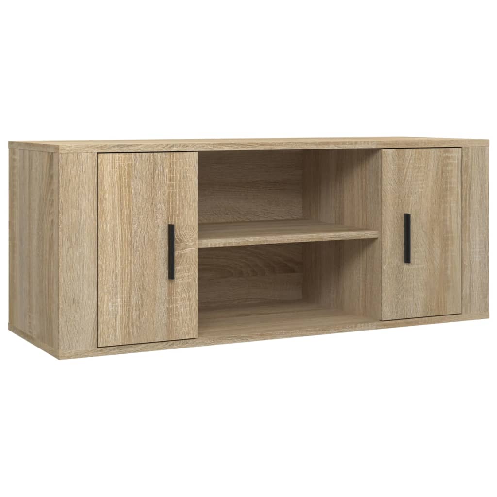 Tv-meubel 100x35x40 cm bewerkt hout eikenkleurig