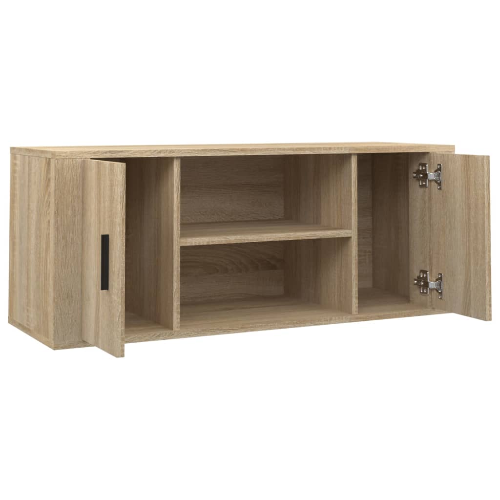 Tv-meubel 100x35x40 cm bewerkt hout eikenkleurig