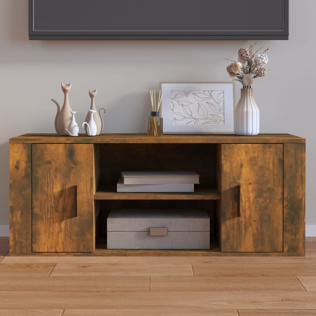 Tv-meubel 100x35x40 cm bewerkt hout eikenkleurig