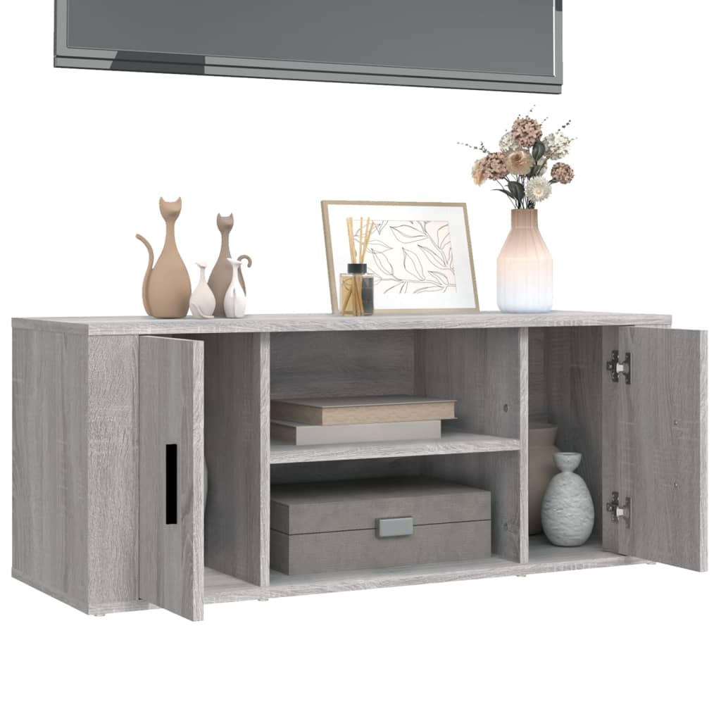 Tv-meubel 100x35x40 cm bewerkt hout eikenkleurig