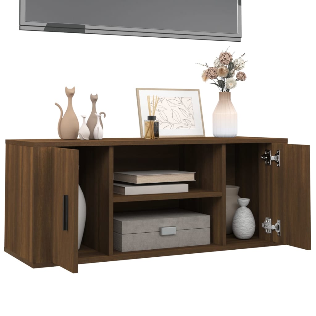 Tv-meubel 100x35x40 cm bewerkt hout eikenkleurig