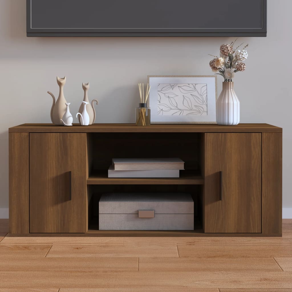 Tv-meubel 100x35x40 cm bewerkt hout eikenkleurig