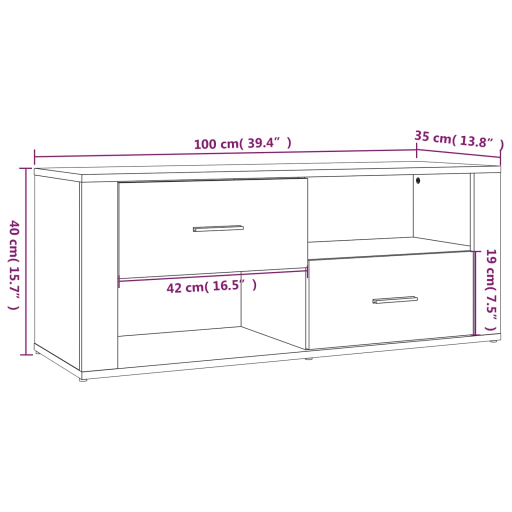 Tv-meubel 100x35x40 cm bewerkt hout