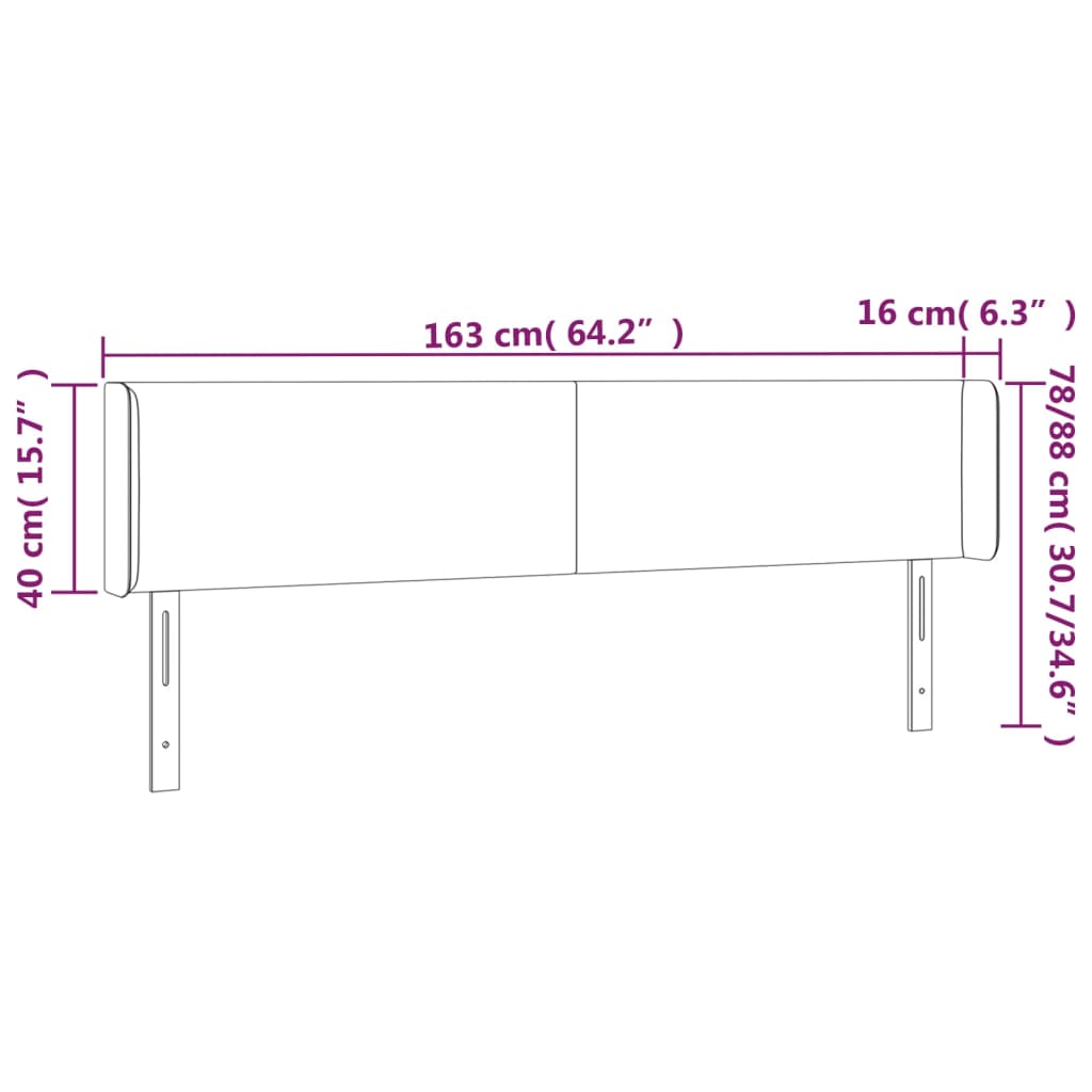 Hoofdbord LED 83x16x78/88 cm fluweel