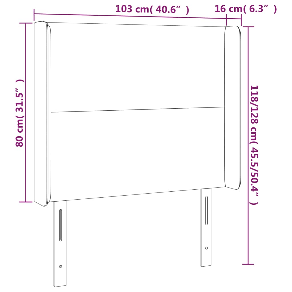 Hoofdbord LED 83x16x78/88 cm fluweel