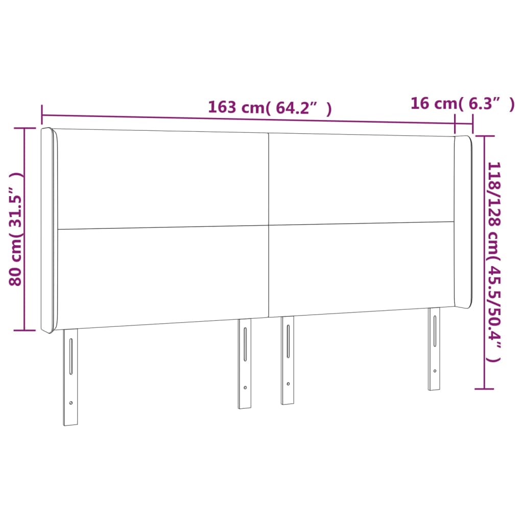 Hoofdbord LED 83x16x78/88 cm fluweel