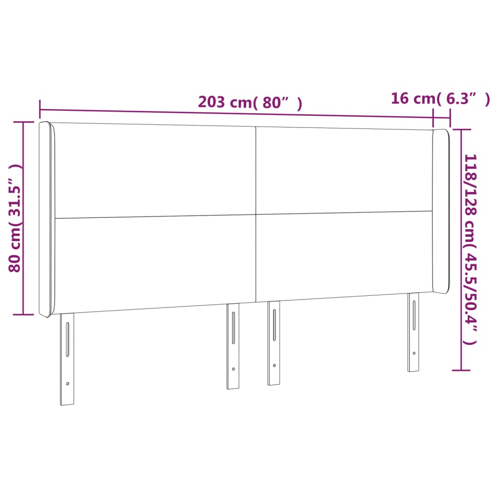 Hoofdbord LED 83x16x78/88 cm fluweel