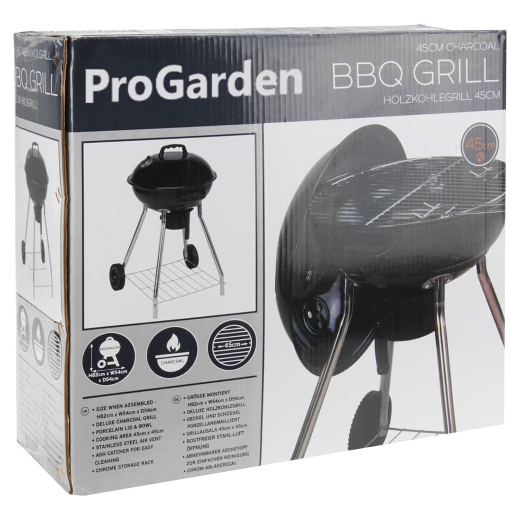 ProGarden Barbecuegrill op wielen zwart