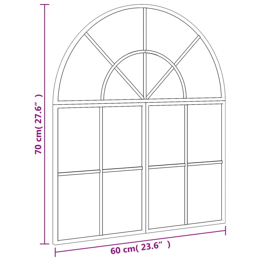 Wandspiegel boog 80x120 cm ijzer zwart