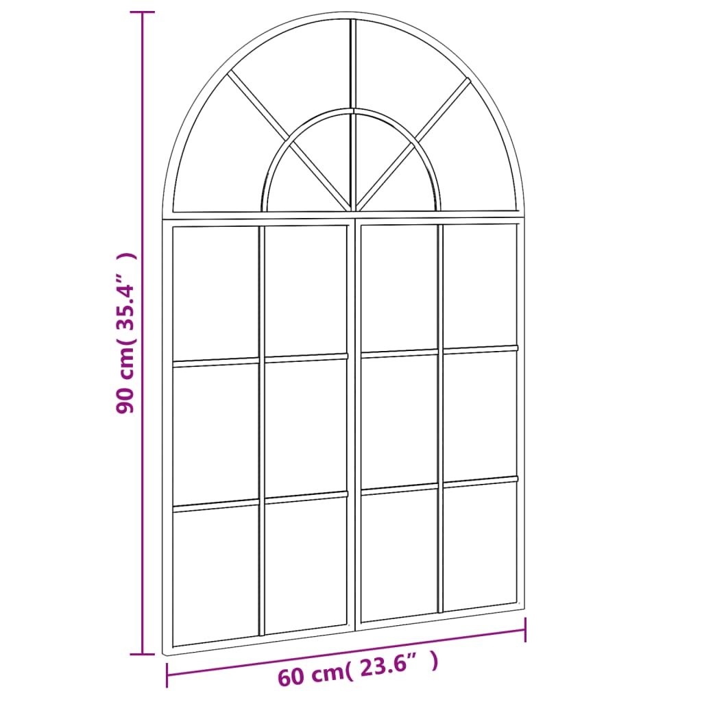 Wandspiegel boog 100x90 cm ijzer zwart