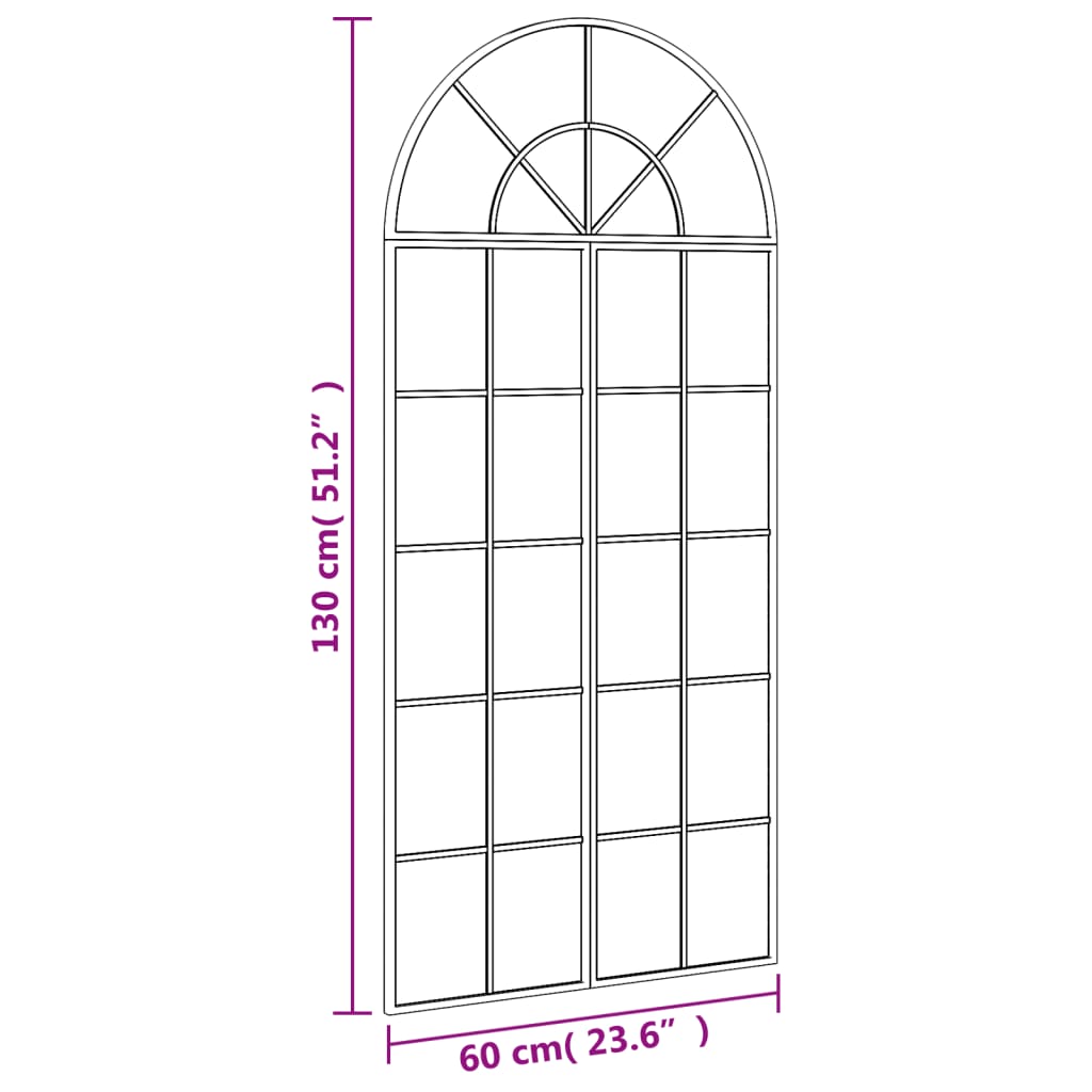 Wandspiegel boog 80x120 cm ijzer zwart