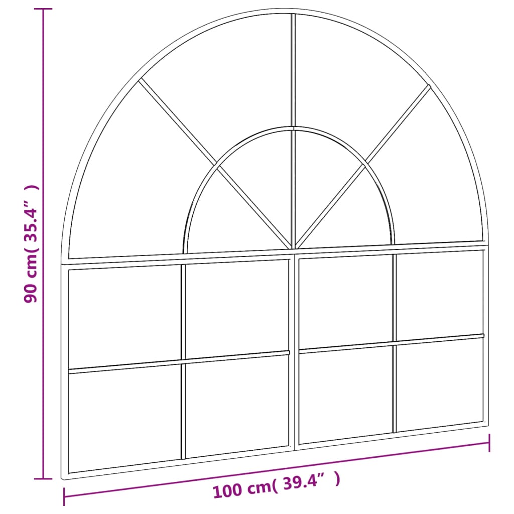 Wandspiegel boog 80x120 cm ijzer zwart