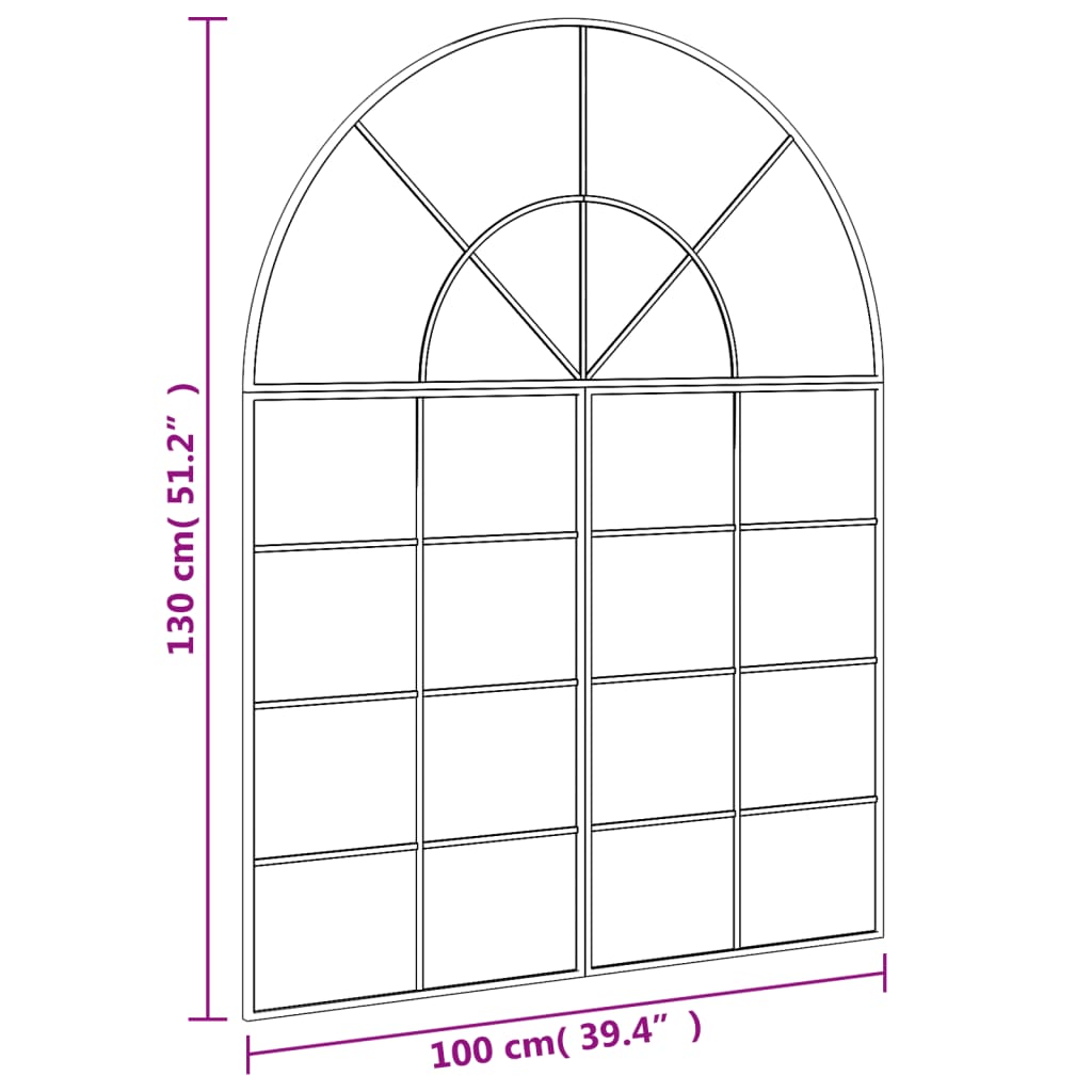 Wandspiegel boog 80x120 cm ijzer zwart