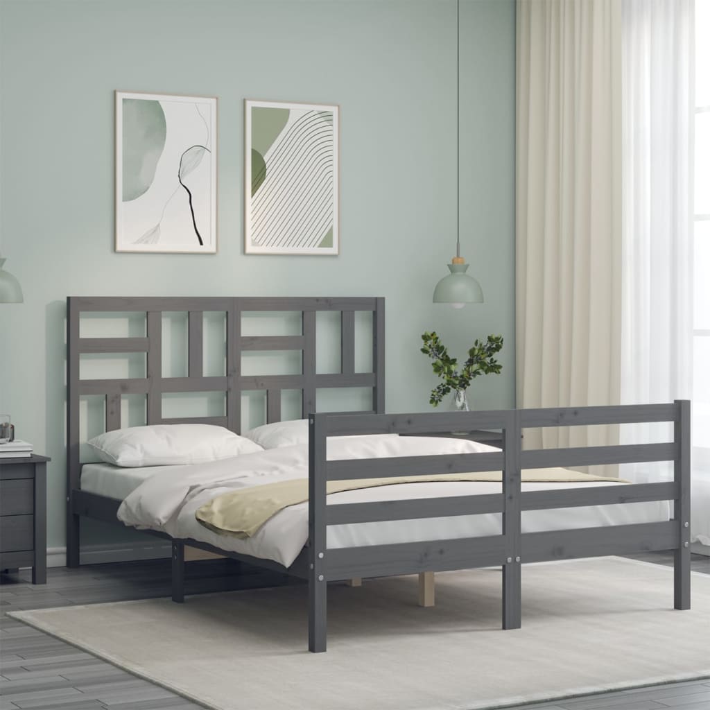 Bedframe met hoofdbord massief hout