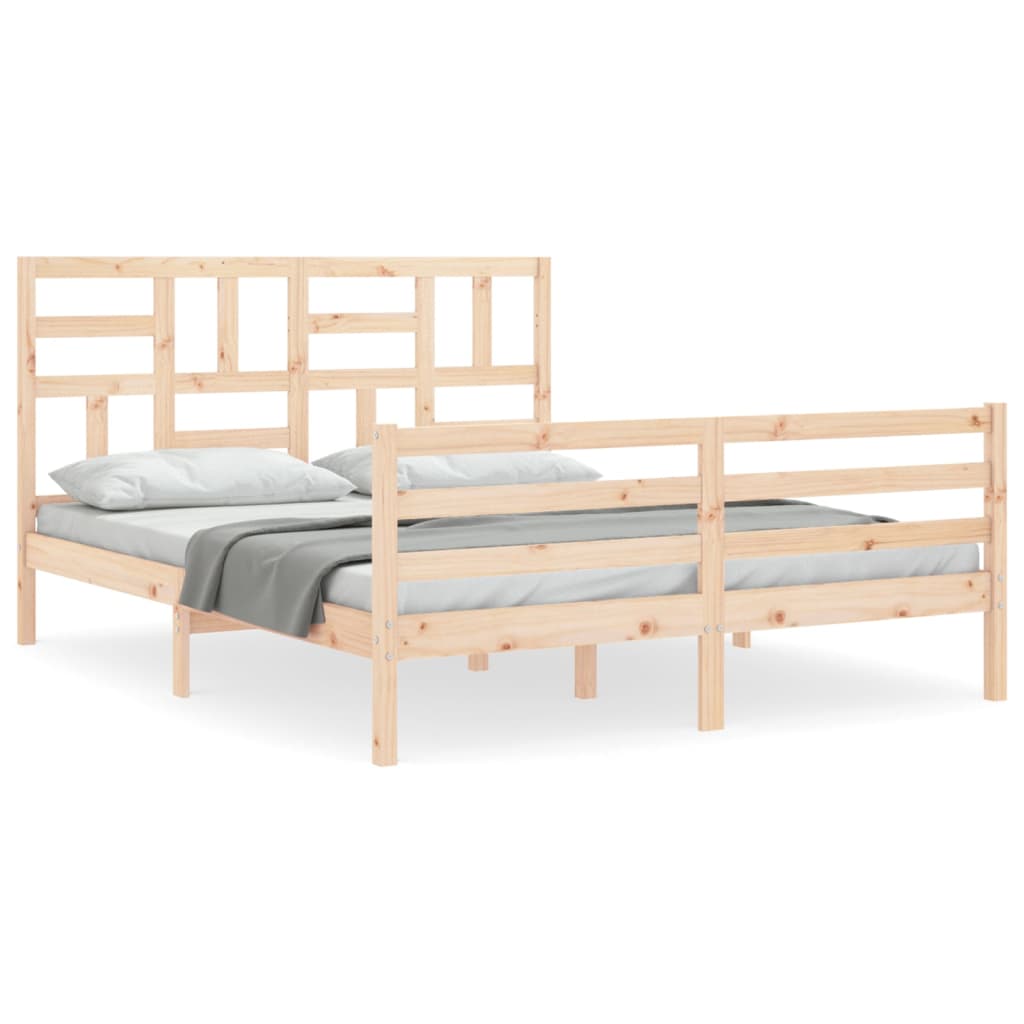 Bedframe met hoofdbord massief hout