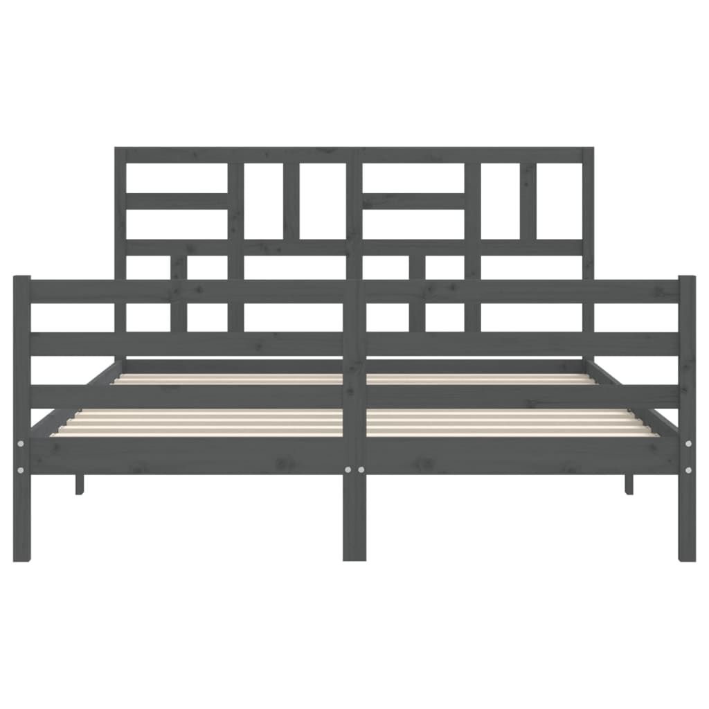 Bedframe met hoofdbord massief hout