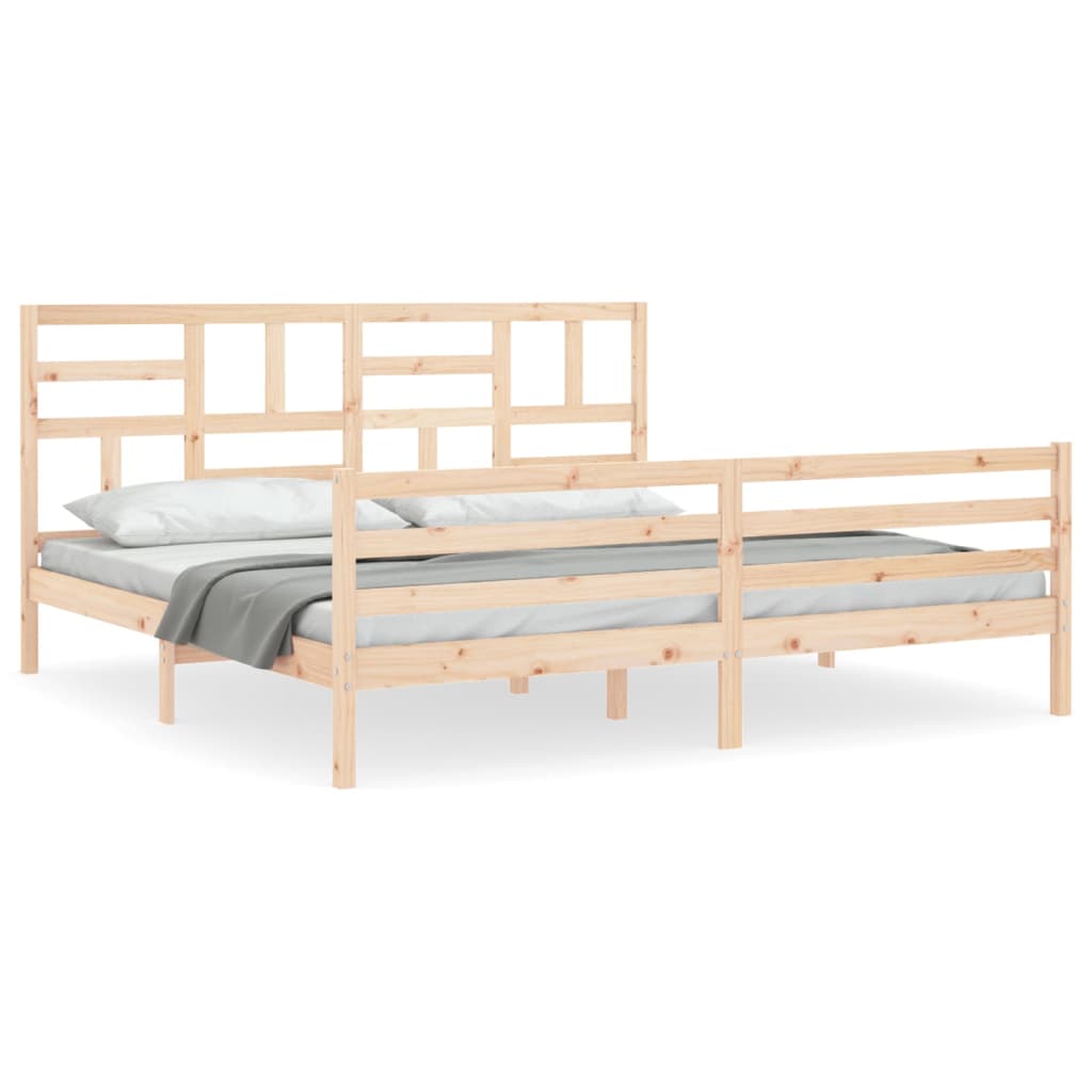 Bedframe met hoofdbord massief hout