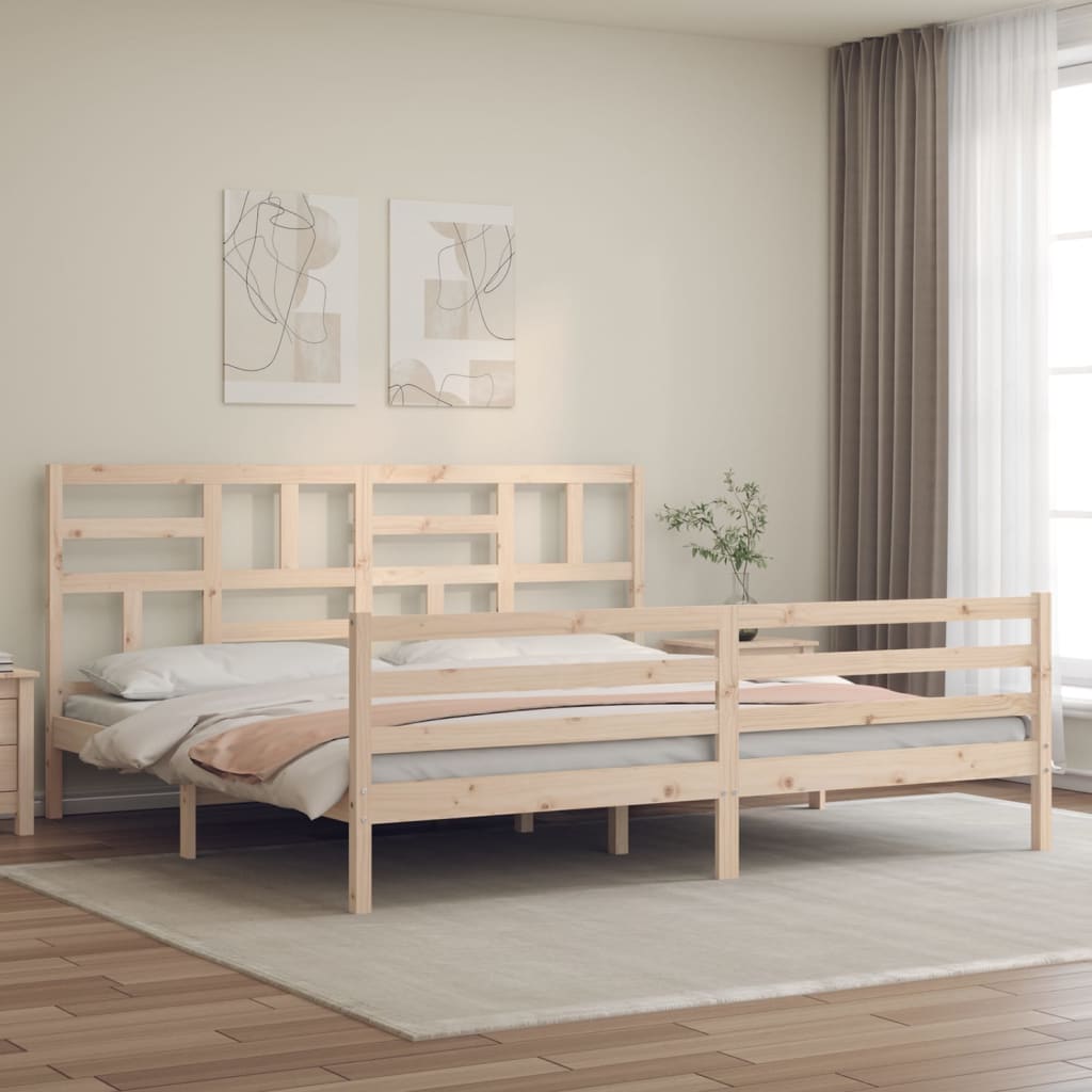 Bedframe met hoofdbord massief hout