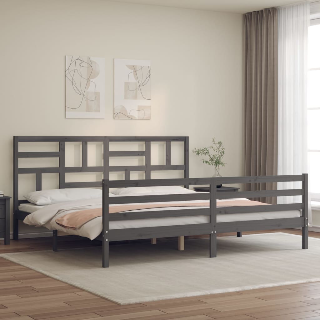 Bedframe met hoofdbord massief hout