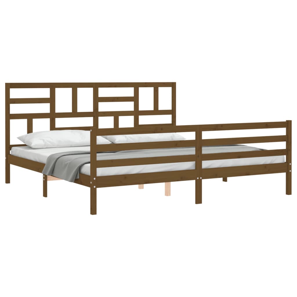 Bedframe met hoofdbord massief hout