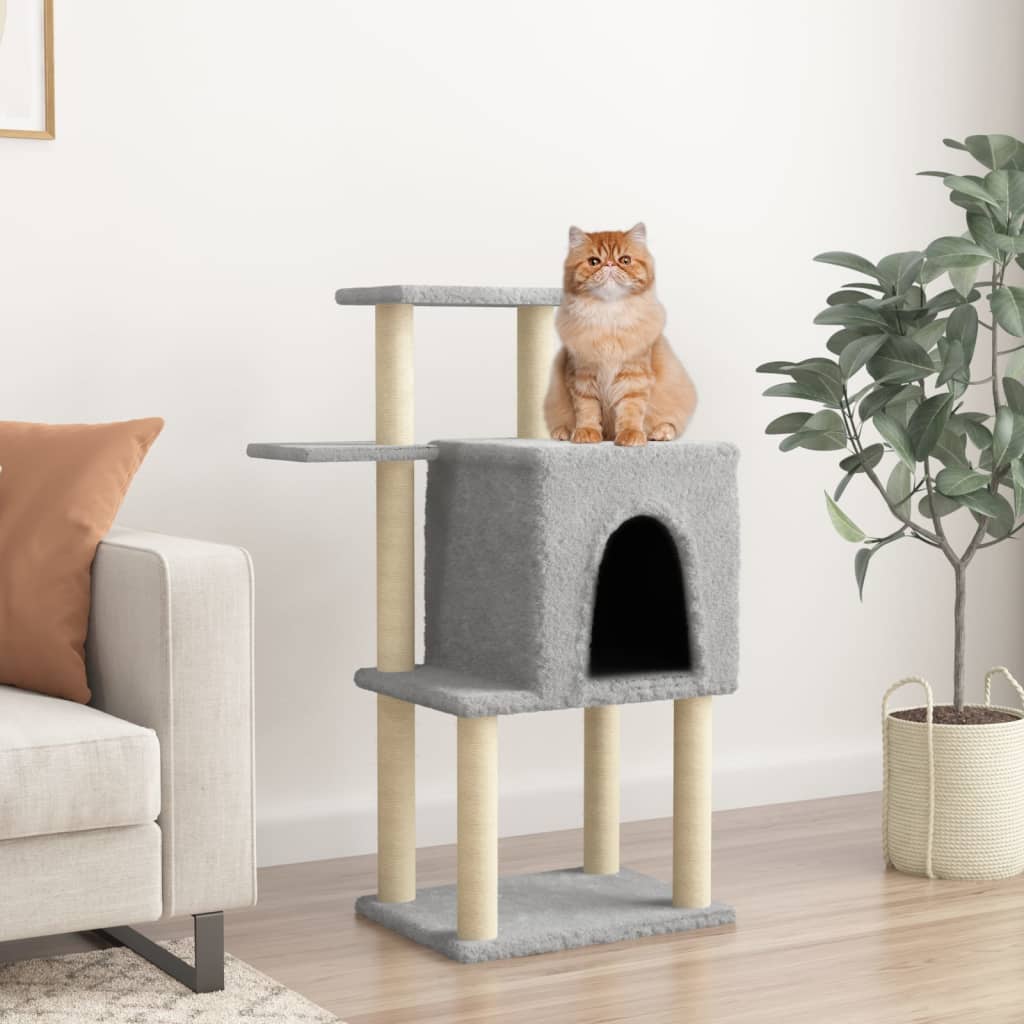 Kattenmeubel met sisal krabpalen 97 cm crèmekleurig