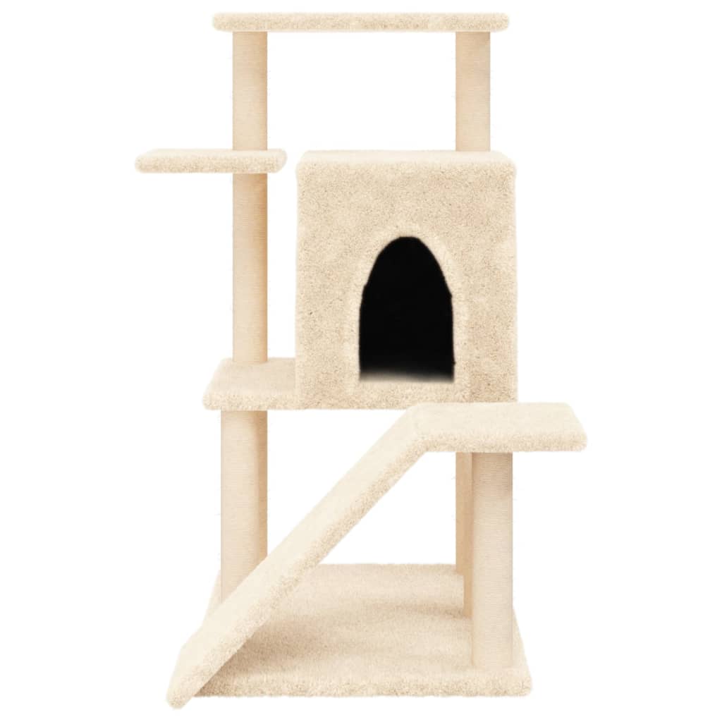 Kattenmeubel met sisal krabpalen 97 cm crèmekleurig