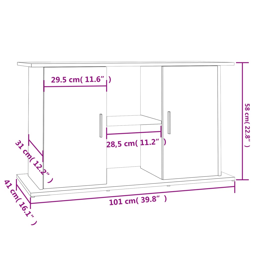 Aquariumstandaard 101x41x58 cm bewerkt hout eikenkleurig