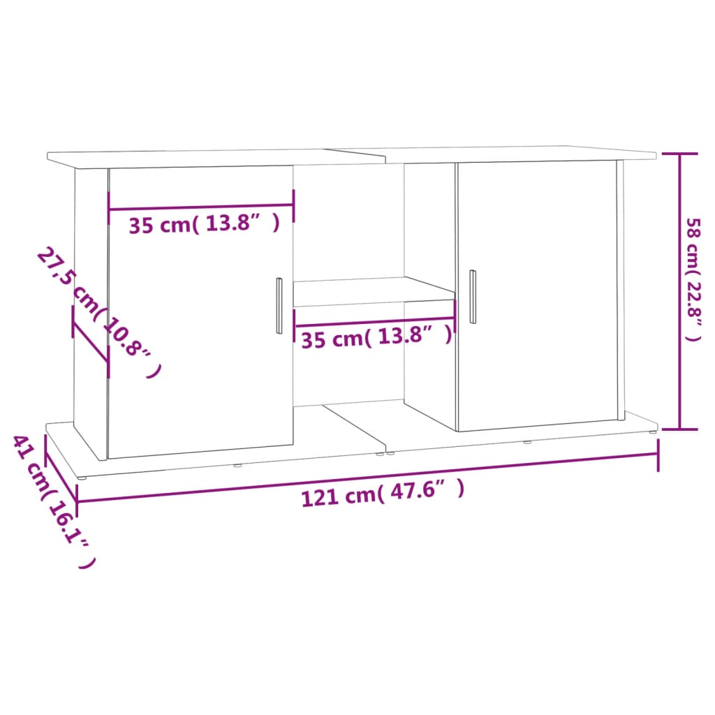 Aquariumstandaard 101x41x58 cm bewerkt hout eikenkleurig