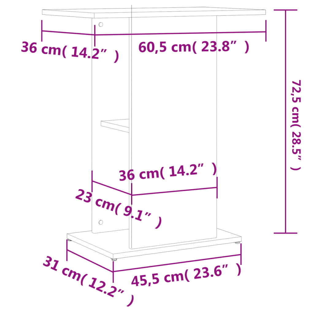 Aquariumstandaard 60,5x36x72,5 cm bewerkt hout