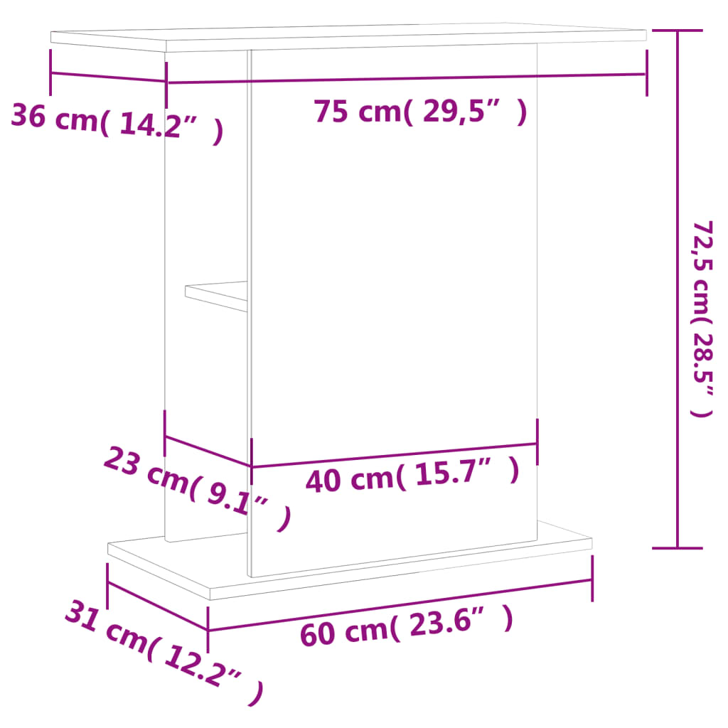 Aquariumstandaard 60,5x36x72,5 cm bewerkt hout