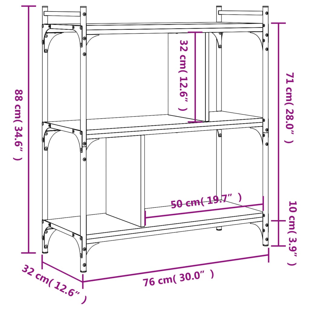 Boekenkast 5-laags 76x32x158 cm bewerkt hout