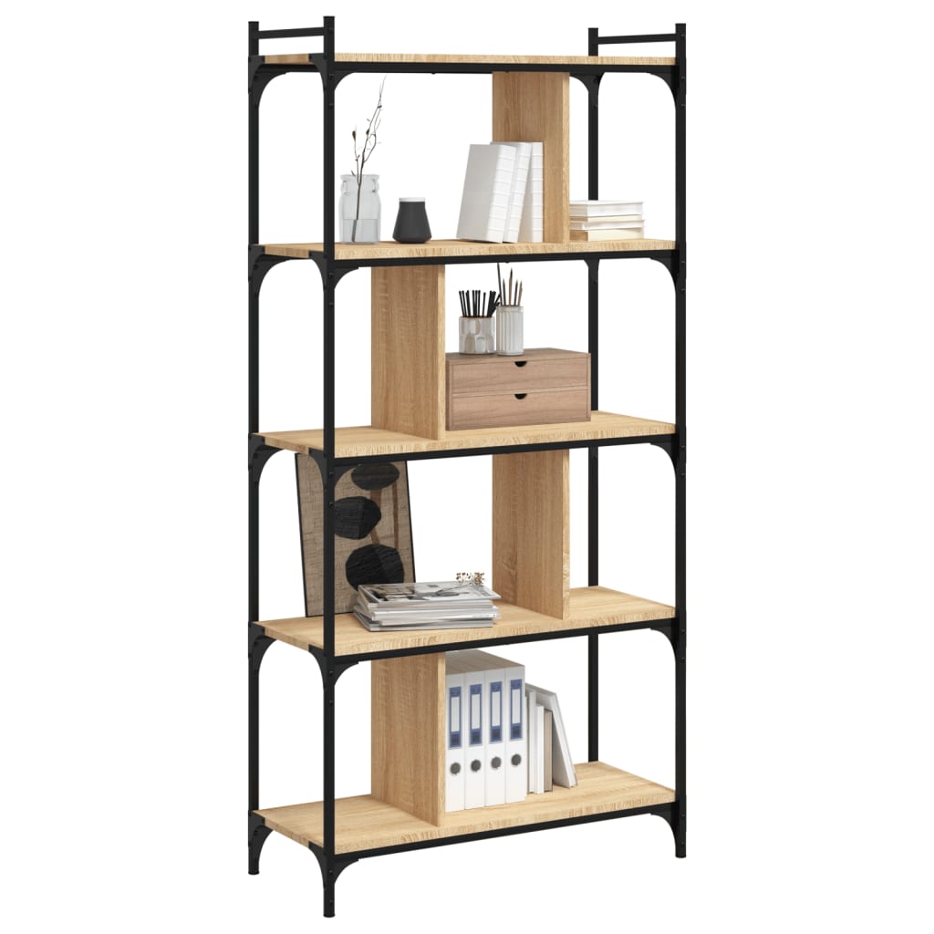 Boekenkast 5-laags 76x32x158 cm bewerkt hout