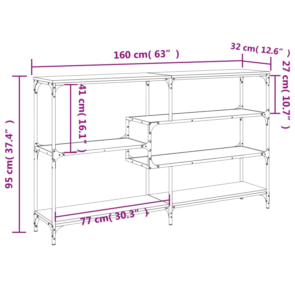 Wandtafel 103x32x95 cm bewerkt hout eikenkleurig