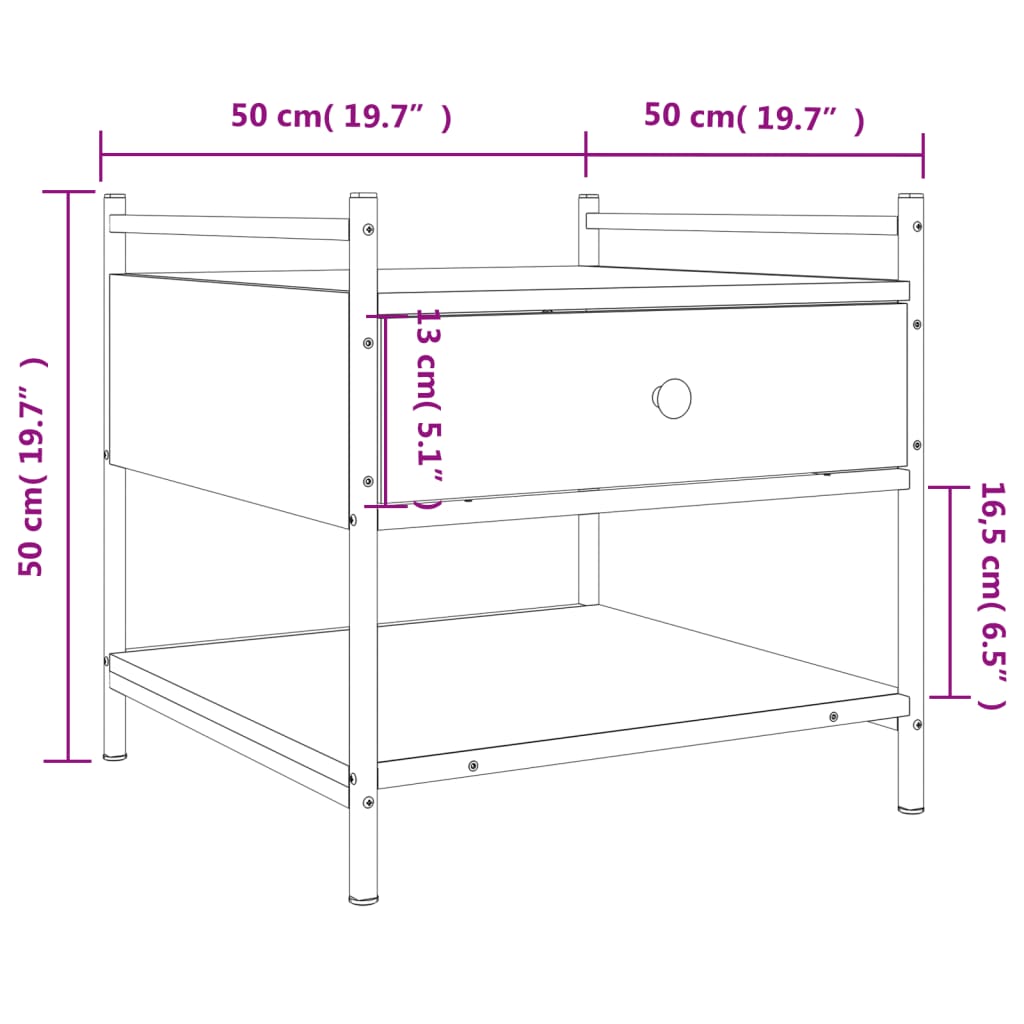 Salontafel 99x50x50 cm bewerkt hout eikenkleurig