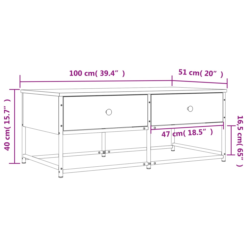 Salontafel 51x51x40 cm bewerkt hout eikenkleurig