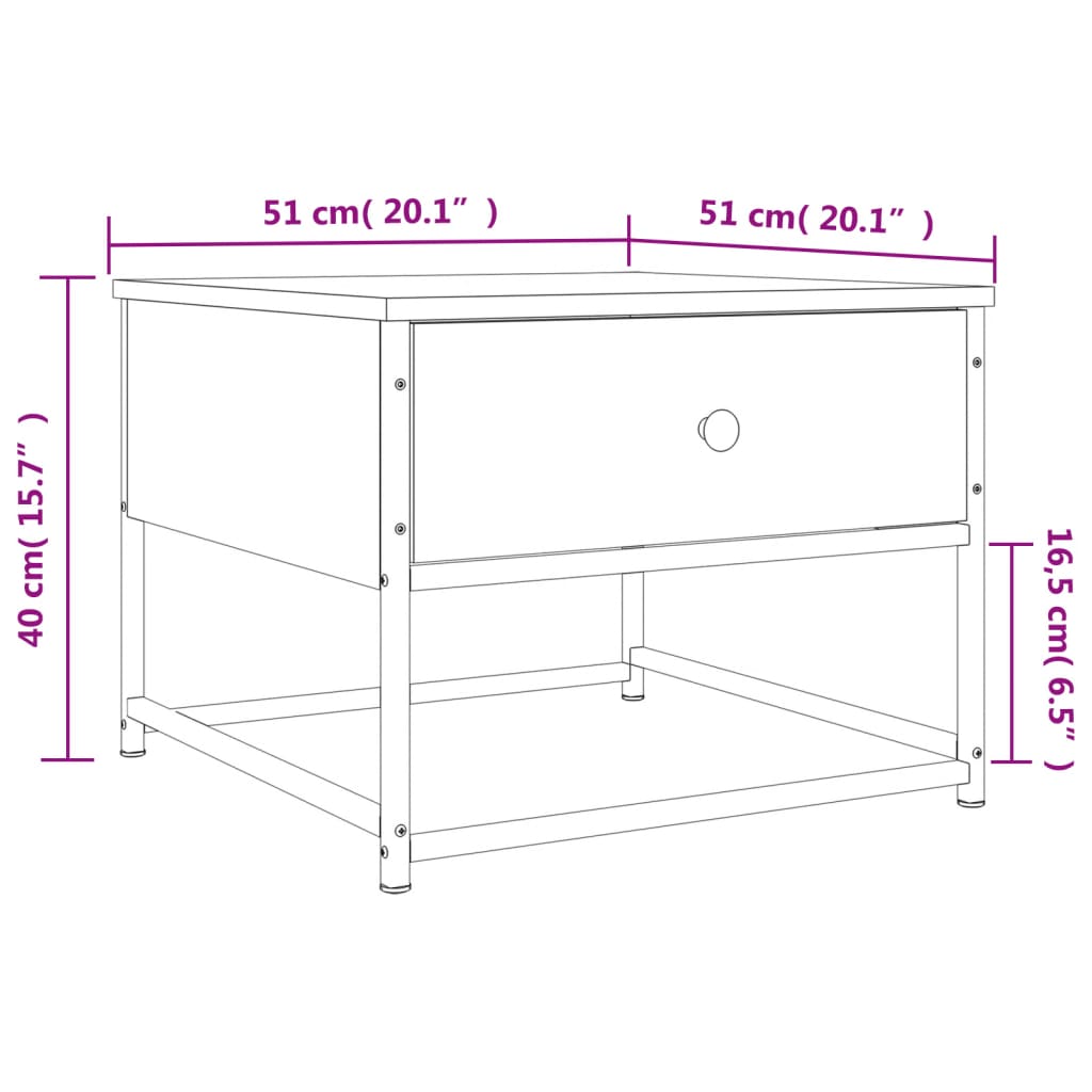 Salontafel 51x51x40 cm bewerkt hout eikenkleurig