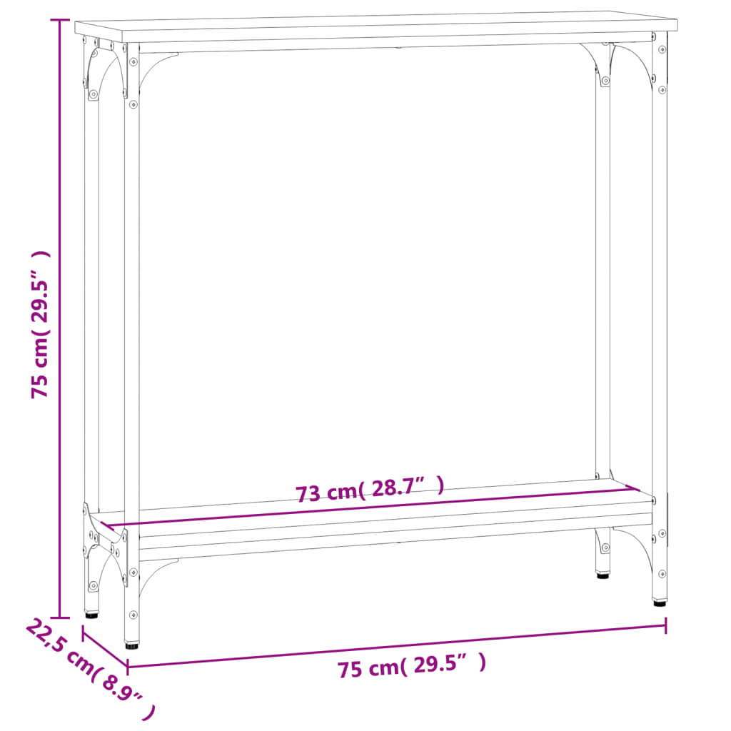 Wandtafel 75x22,5x75 cm bewerkt hout eikenkleurig