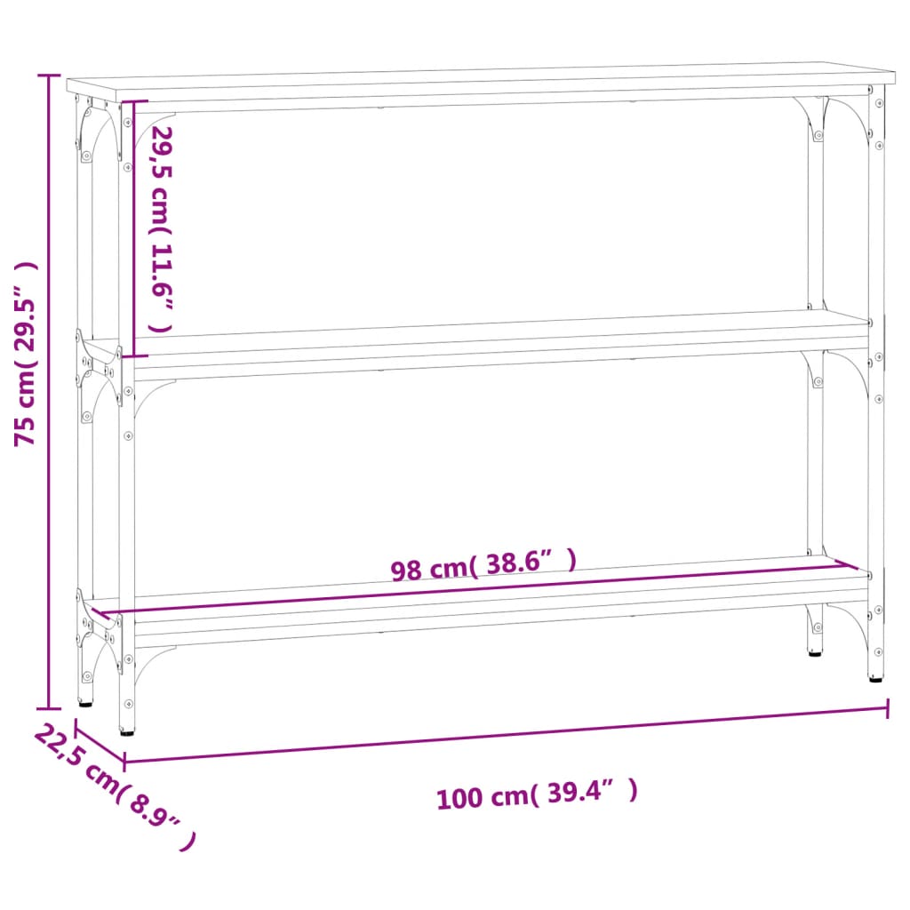 Wandtafel 75x22,5x75 cm bewerkt hout sonoma eikenkleurig