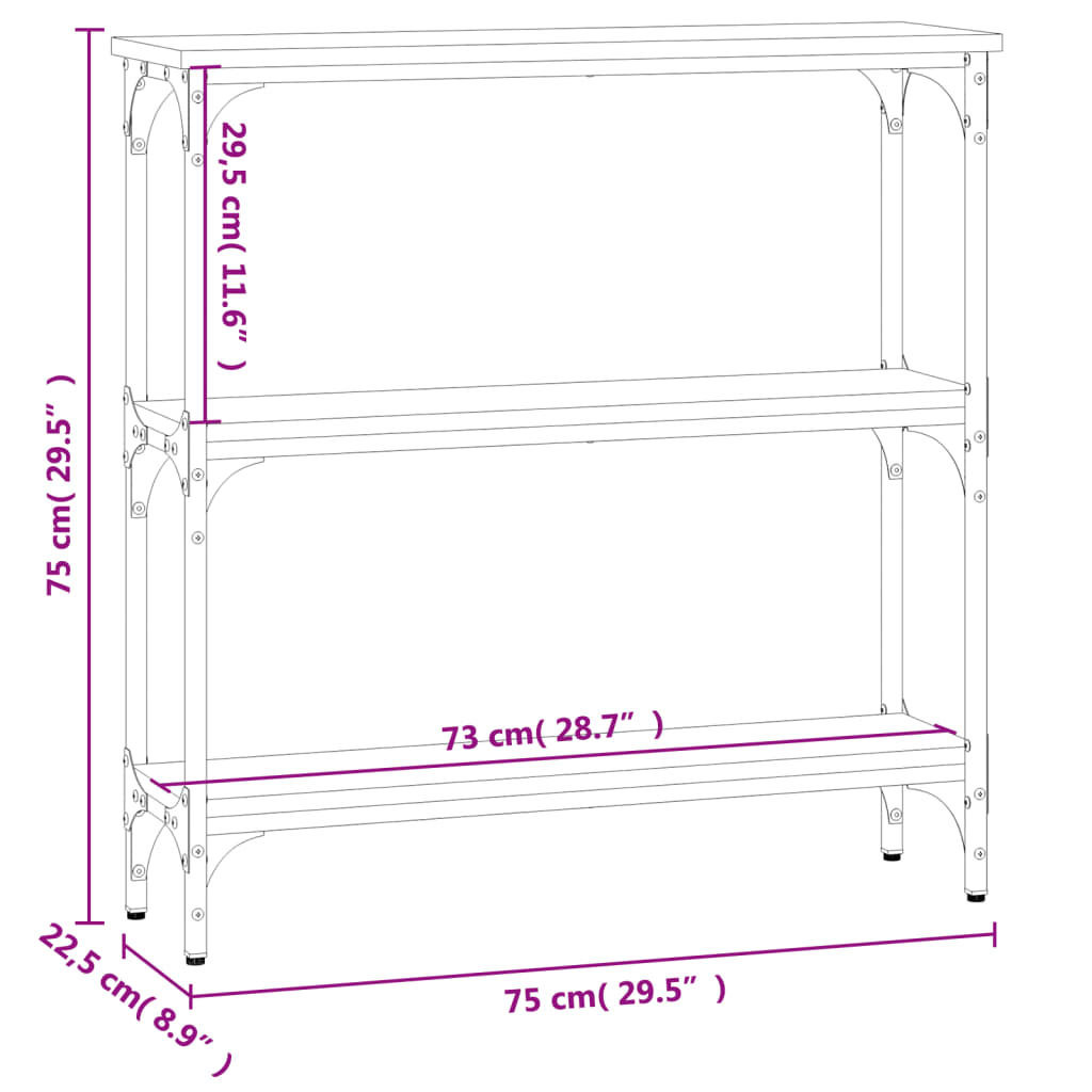 Wandtafel 100x22,5x75 cm bewerkt hout