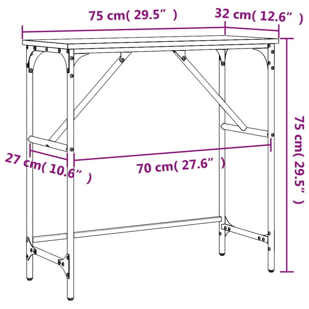 Wandtafel 75x32x75 cm bewerkt hout eikenkleurig