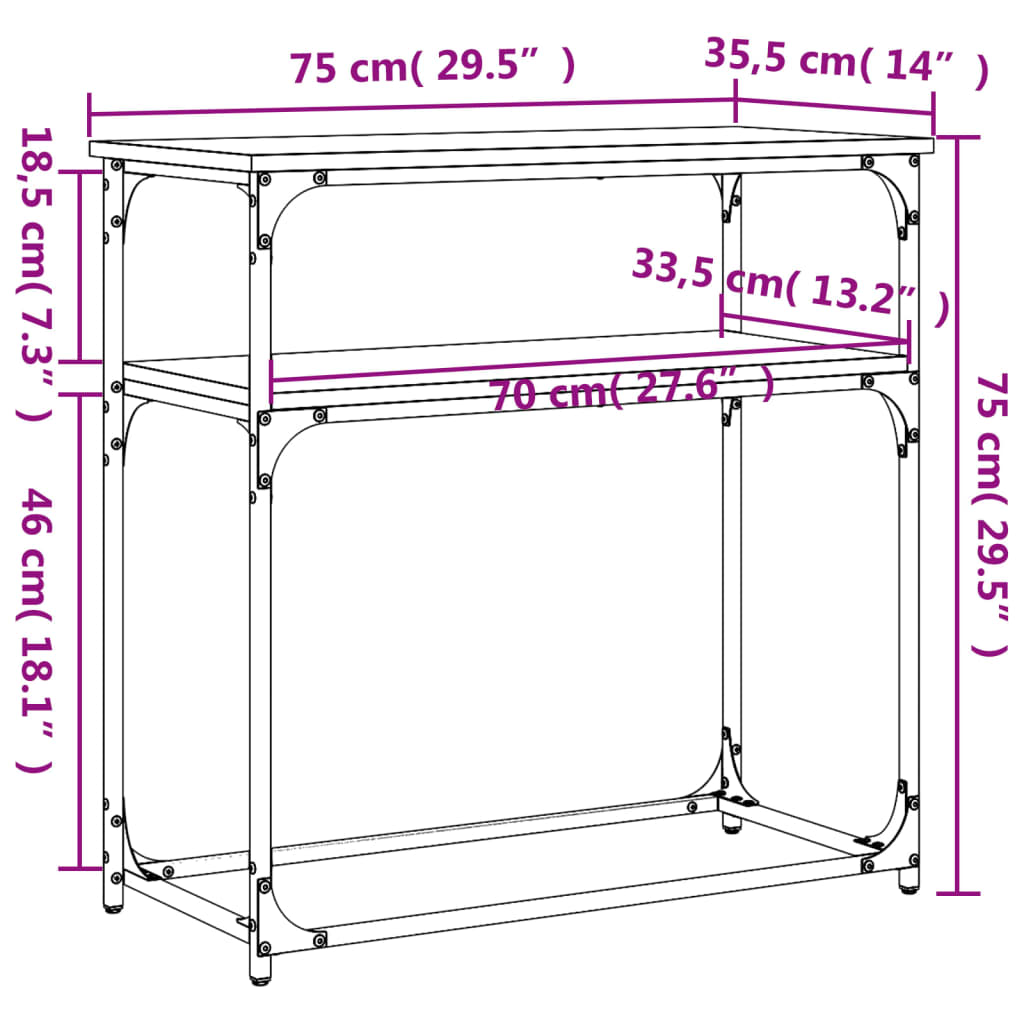 Wandtafel 75x35,5x75 cm bewerkt hout eikenkleurig