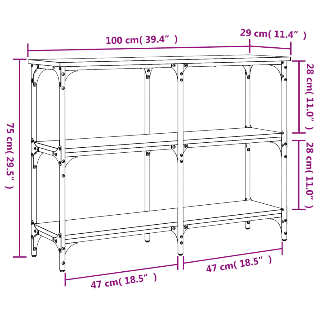 Wandtafel 150x29x75 cm bewerkt hout eikenkleurig