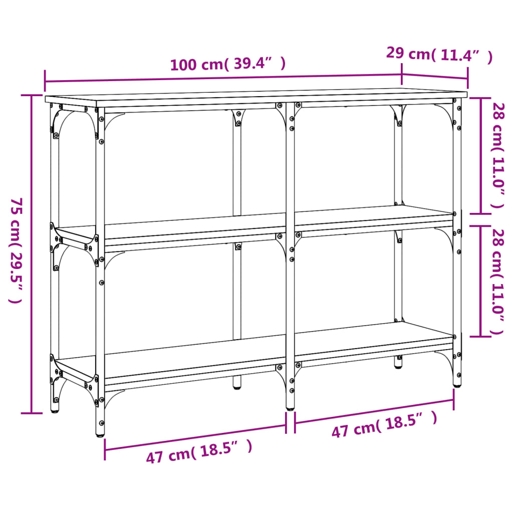 Wandtafel 200x29x75 cm bewerkt hout sonoma eikenkleurig